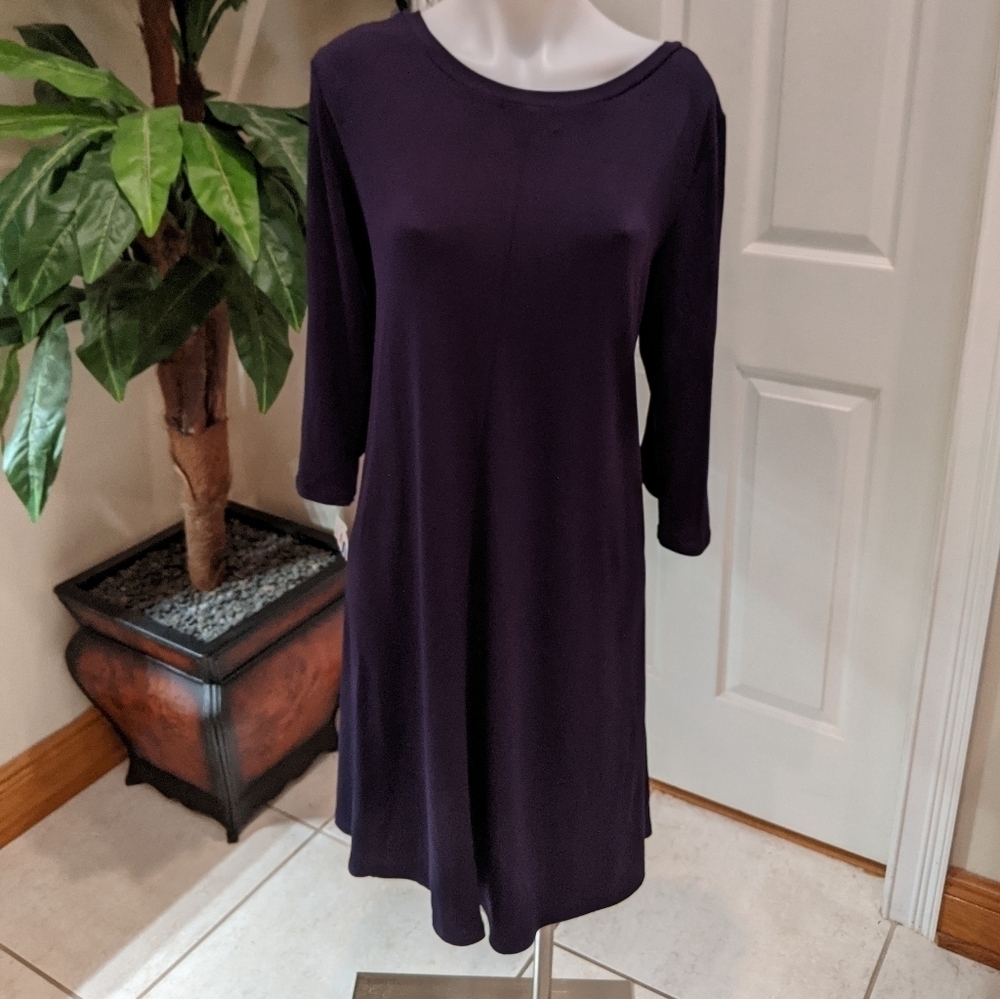 G. Collection Navy Split Trapeze Sleeve Dress Sz L
